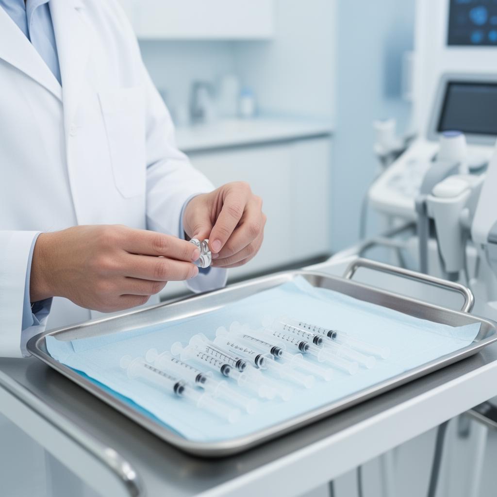Medisch professional bereidt vaccinatiespuiten voor