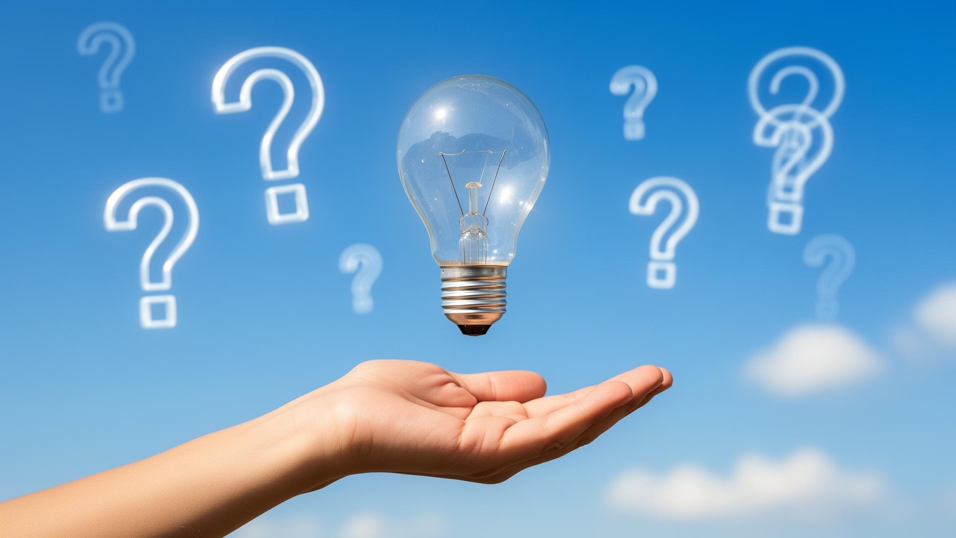 Question and answer concept with lightbulb