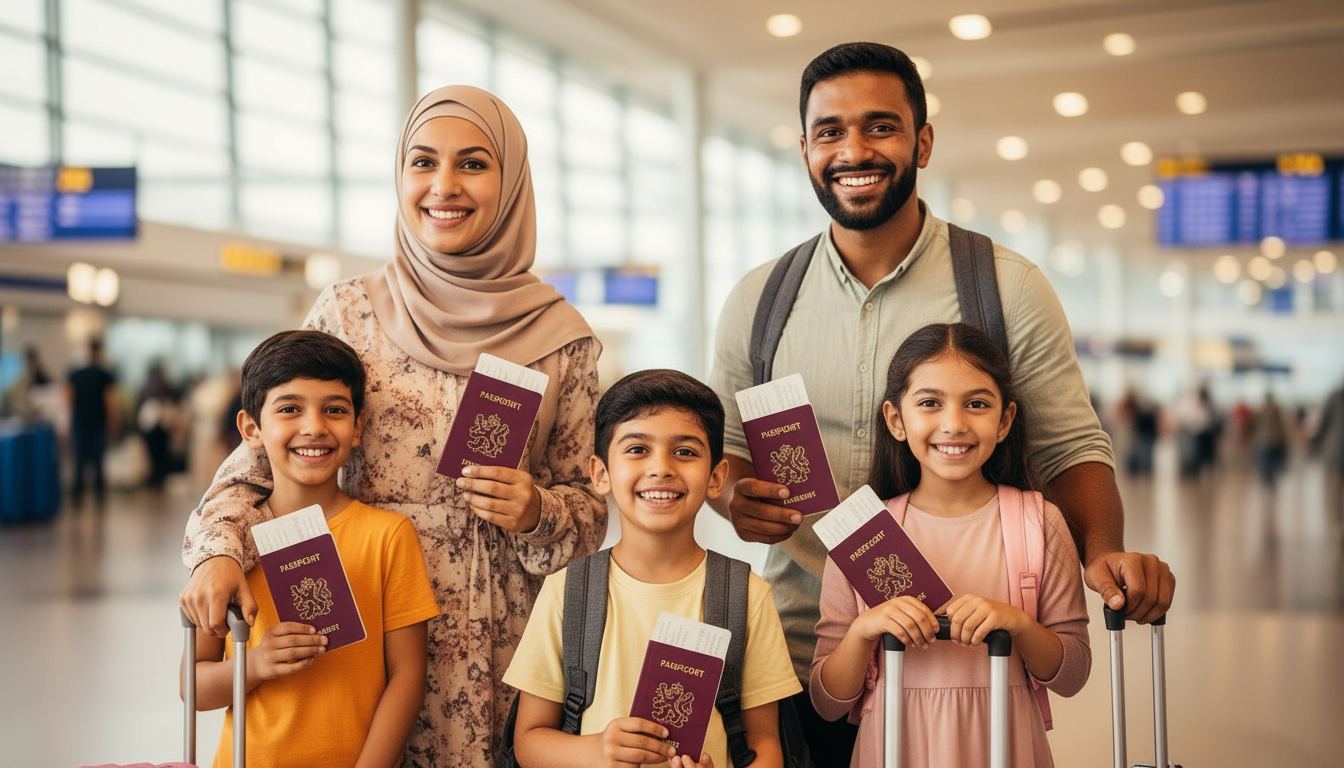Familie klaar voor reis